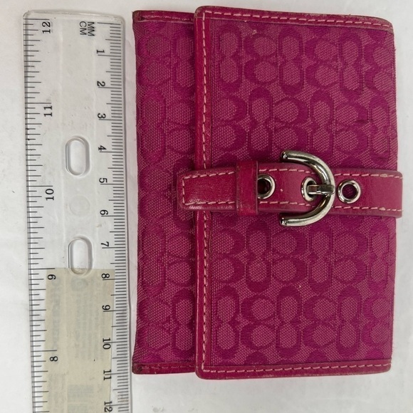 Coach Vintage Y2K Pink Signature Buckle C Fabric Coin Bag Wallet - Picture 8 of 9